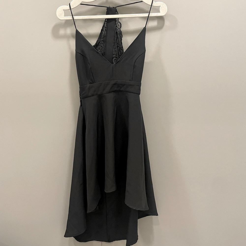Black spaghetti strap - high to low - dress